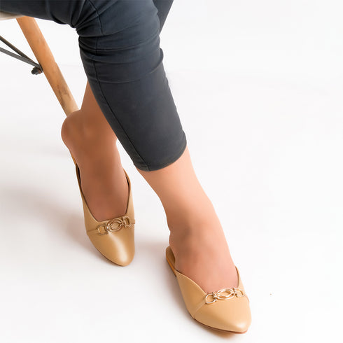 Gold Daily Wear Mules For Women 2370